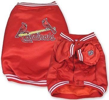 St Louis CARDINALS Pet Dog MLB DUGOUT RED SATIN JACKET BIRD on BAT 