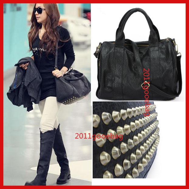   Stud Studs Studded Studed Bottom Duffel Leather Tote Bag Handbag bags