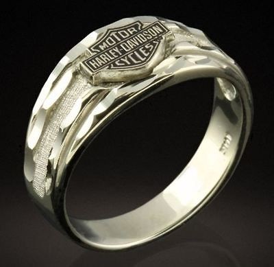 HARLEY DAVIDSON® STAMPER® BLACK HILLS 10K WHITE GOLD WEDDING RING 