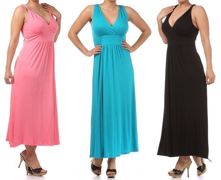 SLIMMING COMFY FLOWY super soft EMPIRE MAXI DRESS PLUS XL 1X 2X 3X 