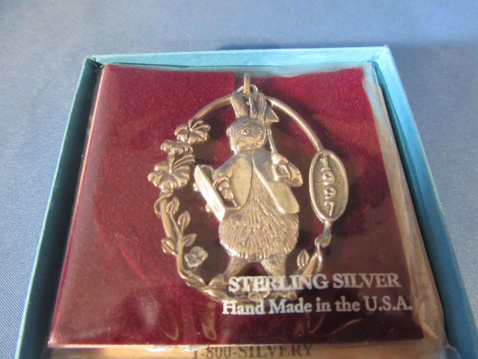 Hand & Hammer Sterling Beatrix Potter 1997 Peter Rabbit Ornament In 