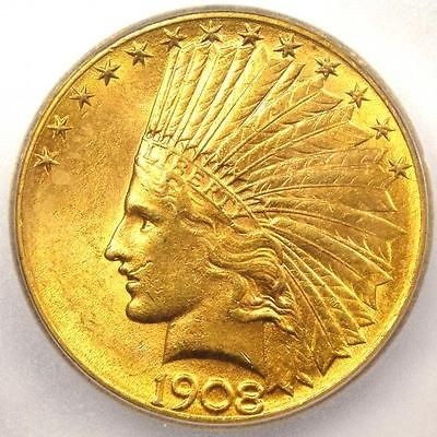 1908 D Indian Gold Eagle $10   ICG MS62   Rare D Mint Uncirculated 