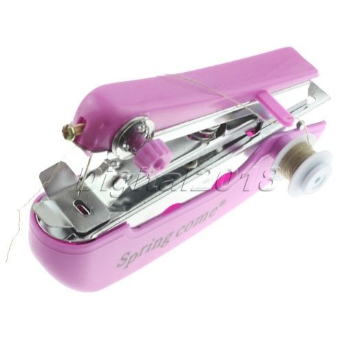 Pink Mini Hand Held Clothes Sewing Machine Portable Pocket