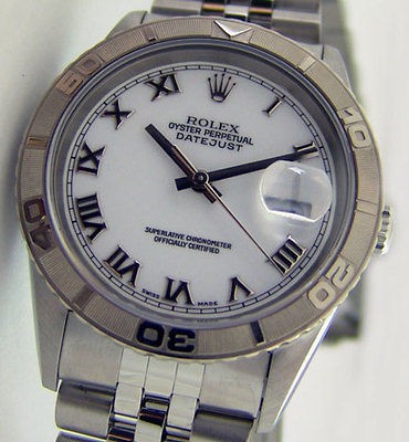 Rolex Men DateJust Thunderbird Steel White Roman Dial 16264 Watch 