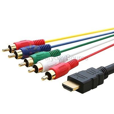 HDMI to 5 RCA Audio Video AV Component Cable Wire 1.5m 5Ft M/M Gold