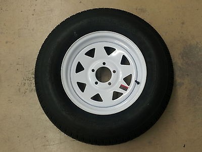 ST 175/80D13 B78 13 Trailer Tires Bias Ply White Spoke Wheels Rims 13
