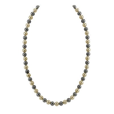 Single Strand 6 mm Black Color Round Majorca Pearl 22 inch Necklace