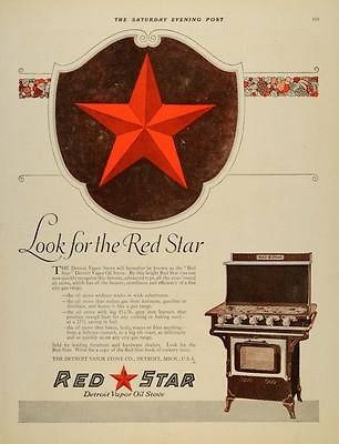 1919 Ad Detroit Vapor Stoves Oil Gas Range Red Star   ORIGINAL 