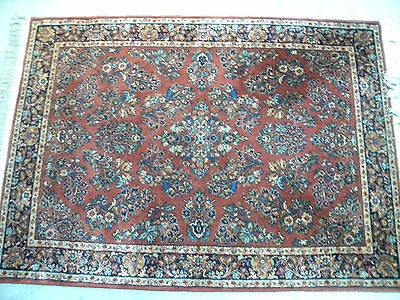   Estate Karastan 4.3 X 6 Red Sarouk Pattern Worsted Wool Prof. Cleaned