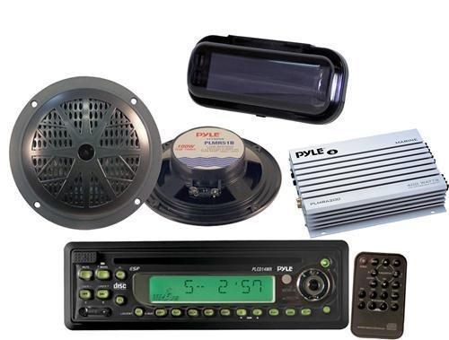   Boat Yacht CD  AUX Stereo Player + 2 X Speakers 200W Amp And Cover