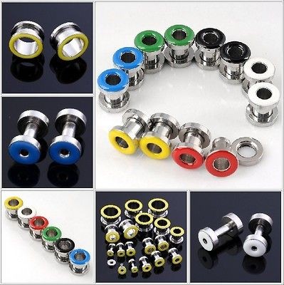   Double Flare Stainless Steel Ear Tunnels Plugs Earlets Gauges 2 14mm