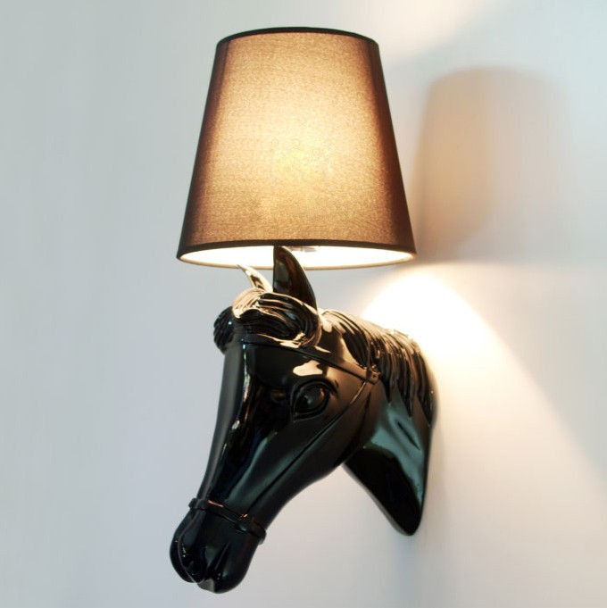   black white Horse Head Wall Lamp Light House bedroom Lighting parlour