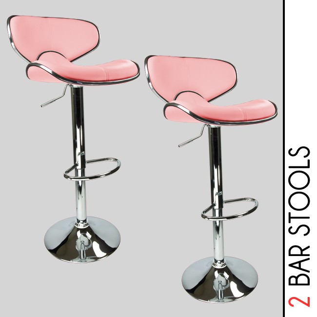 Swivel Pink Elegant PU Leather Modern Adjustable Hydraulic Bar Stool 