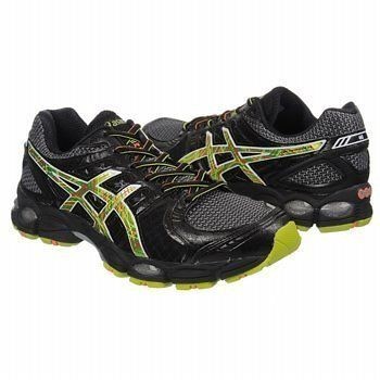 Asics Mens GEL Nimbus 14 Black Digital Neon Orange Running Shoes