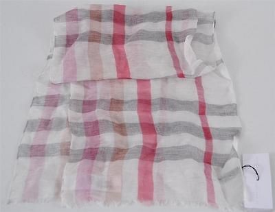 NWT BURBERRY CHILDRENS $150 GAUZE MODAL PINK NOVA CHECK CRINKLE SCARF 