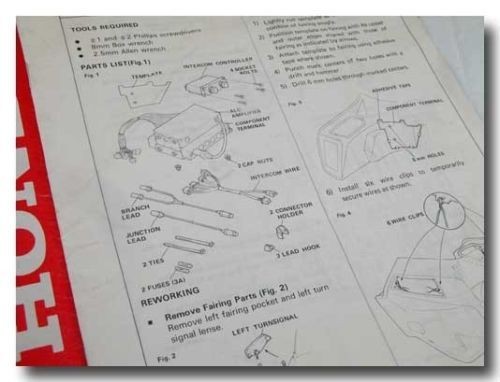 HONDA HONDALINE AUDIO COMPONENT TERMINAL INSTRUCTIONS GL1100 GOLDWING 