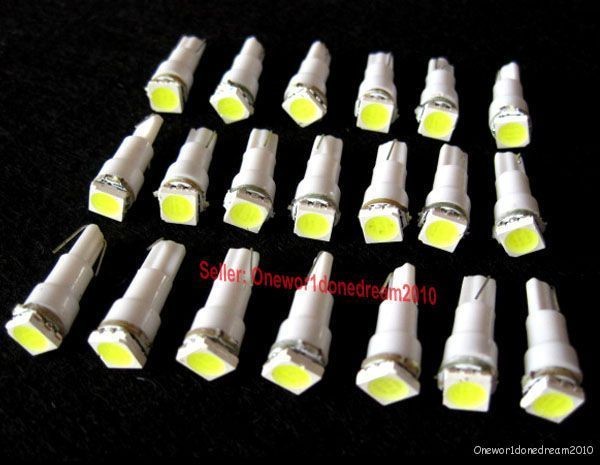 20 pcs T5 74 5050 1SMD Car Dashboard Gauge Side LED Light Bulbs Lamp 