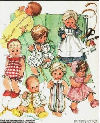 Simplicity 7644 Vintage Baby Doll Clothes S(13” 14”) or M(15 16 