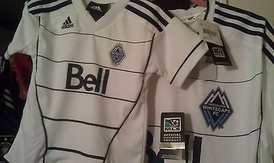 NWT (2) Authentic MLS WHITECAPS Home Jerseys   Men XL & Child 2T 