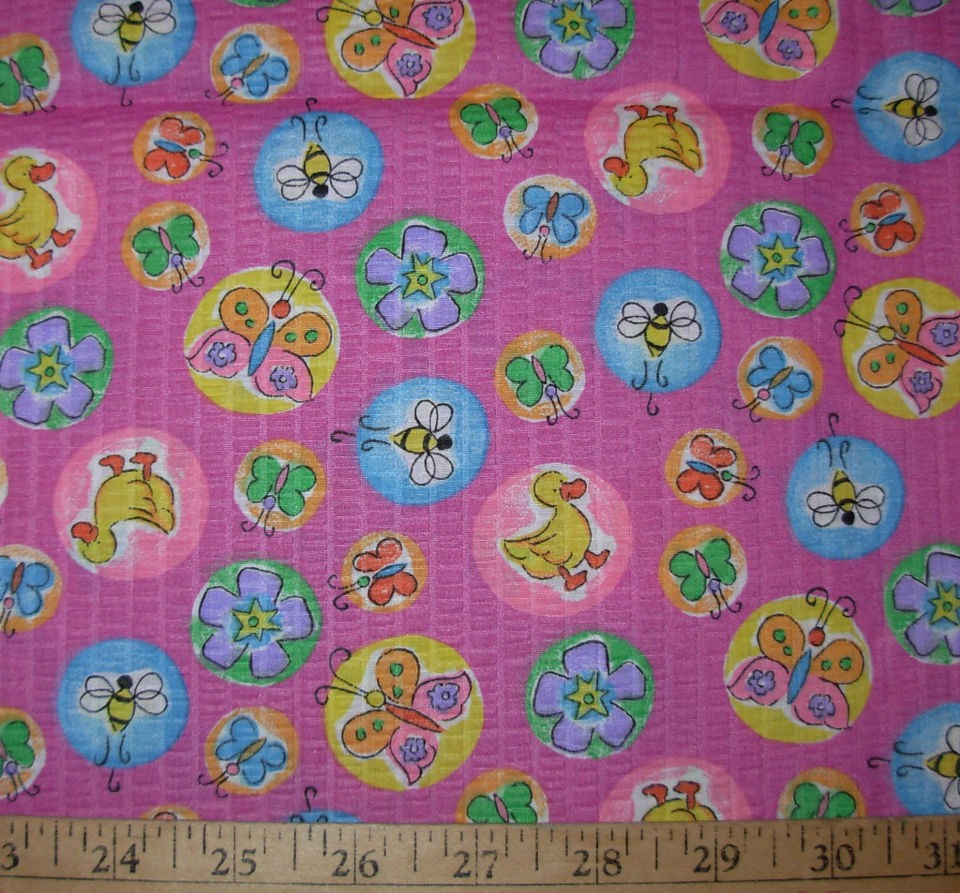 FABRIC   DUCKS, BUTTERFLIES, BEES   PLISSE   1 YARD