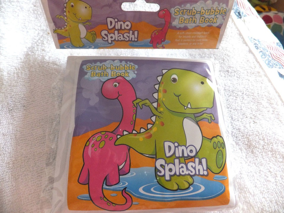 BABY BATH SCRUB BUBBLE BOOK DINO SPLASH BATH TOY **NEW**