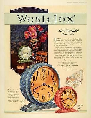 1928 Ad Western Clock Co. Westclock Alarm Timepiece   ORIGINAL 