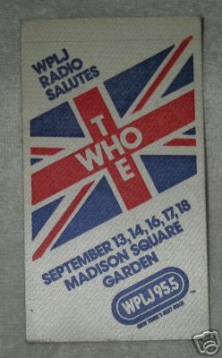 WPLJ salutes, THE WHO, BACKSTAGE PASS, 1979, GARDEN, NY