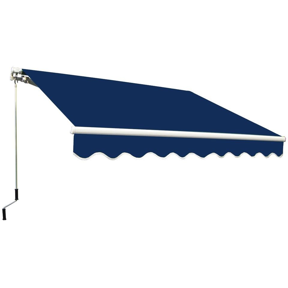 GUDCRAFT RETRACTABLE AWNING SOLID BLUE PATIO AWNING CHOOSE YOUR SIZE