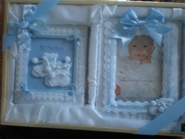 BABY GIFTS PHOTO ALBUM & FRAME SET BOXED PINK OR BLUE GORGEIOUS HAVE A 