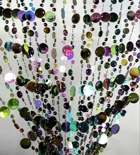 BEADED CURTAIN Rainbow Room Door Decor Divider BLACK CHAMPAGNE BUBBLE 