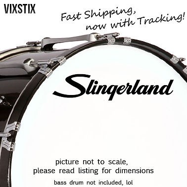 Slingerland drums 10 X 2.25 Black logo sticker decal for bass drum