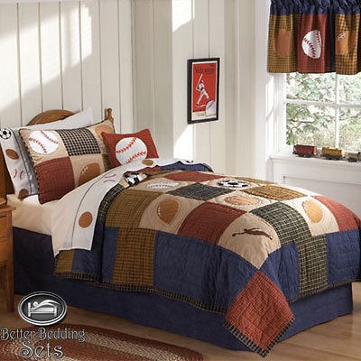   Kid Teen Ball Sport Baseball Quilt Bedding Set Twin Full Queen Size