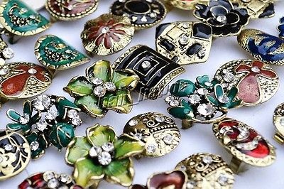 Wholesale lot 25pcs big tibetan retro glazed vintage unisex rhinestone 