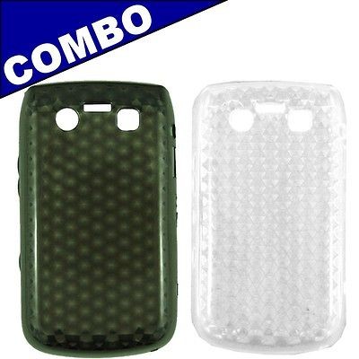 COMBO For the Blackberry Bold 9790 Clear + Black Gel phone cover case 