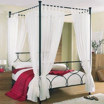 FOUR POSTER BED VOILE TAB TOP CURTAINS BED DRAPES FULL SET