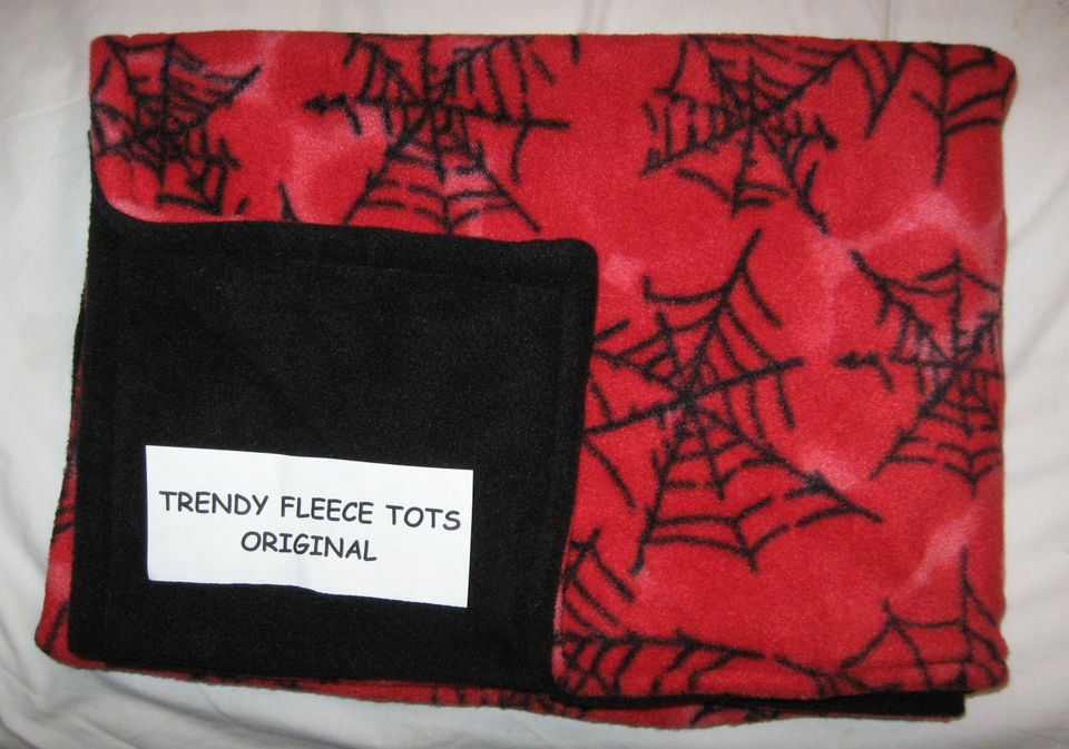 GOTH spider cobweb BABY BLANKET FLEECE reversbl BLACK/RED crib 