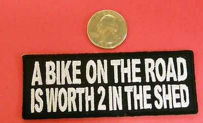 MOTORCYCLE BIKER EMBROIDERED PATCH (BIKE ON ROAD WORTH 2 IN SHED