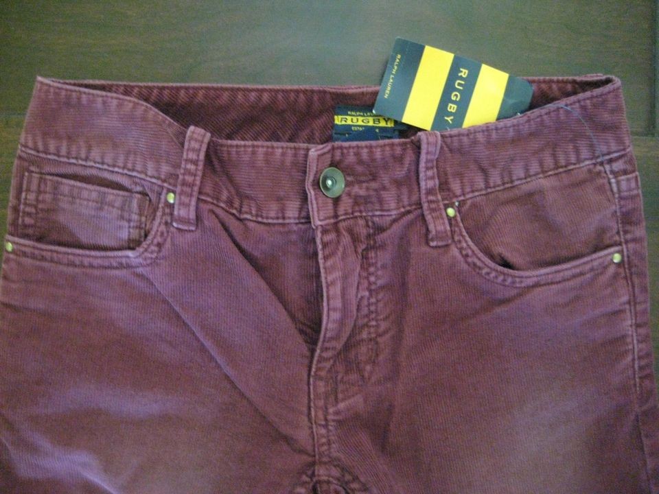 RUGBY RALPH LAUREN Size 4 WOMEN NWT $89 Cord Jean Pants Burgundy 