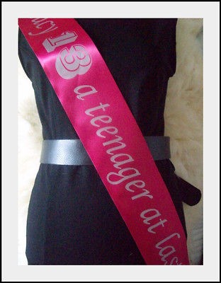 PERSONALISED 13th BIRTHDAY PARTY GIFT SATIN RIBBON SASH COLOUR CHOICE