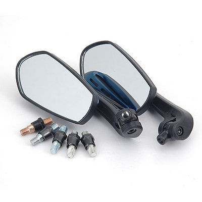   Bike Motorcycle Dark Blue Universal Handlebar Bar Back Mirrors Mirror