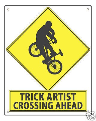 BIKE TRICKS STREET SIGN plaque BMX X GAMES RETRO art