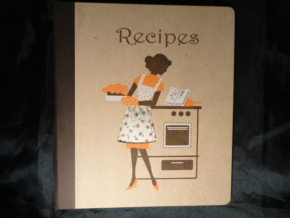 Recipe organiser / blank recipe book retro 50s style orange/brown 