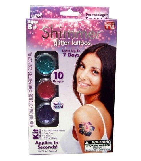 SHIMMER GLITTER Body Art Tattoos  Kids Tattoo Kit  ** As Seen On TV 