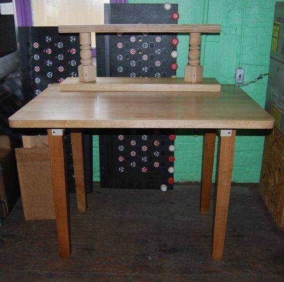   BUTCHER BLOCK KITCHEN WORK CENTER with OVERSHELF   TABLE   ISLAND