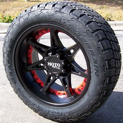 18 BLACK HD DIRT RIMS & NITTO TERRA GRAPPLER TIRES CHEVY SILVERADO 