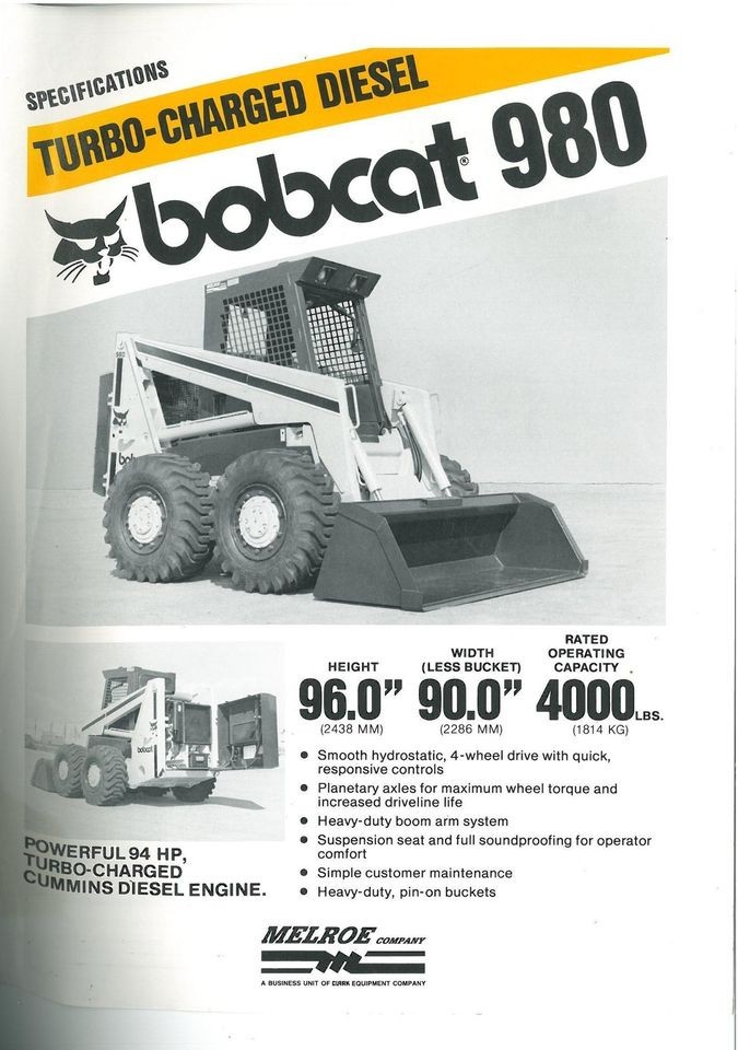 BOBCAT 980 SKID STEER LOADER BROCHURE   SW2