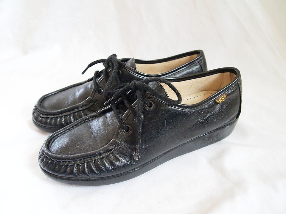   SAS Tripad Comfort Size 6 N Siesta Bounce Lace Up Black Leather Shoes