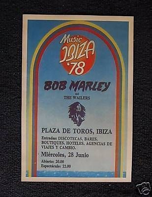 Bob Marley poster 1978 Ibiza Spain Plaza De Toros