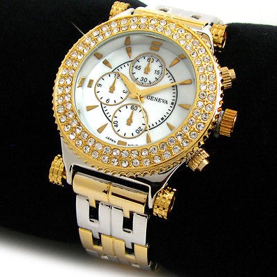   3D Geneva Designer Style Crystal Bezel Oversized Womens WATCH