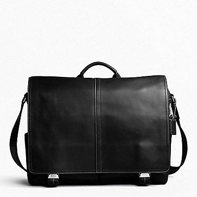 NWT Coach Transatlantic Black Leather Briefcase Messenger 70104 $498 